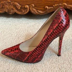 Red KORS Michael Kors Claire Snakeskin Pump